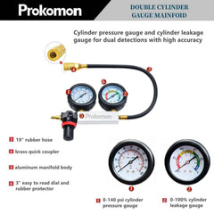 Prokomon leak-down tester kit rubber hose and manifold set for flexible testing