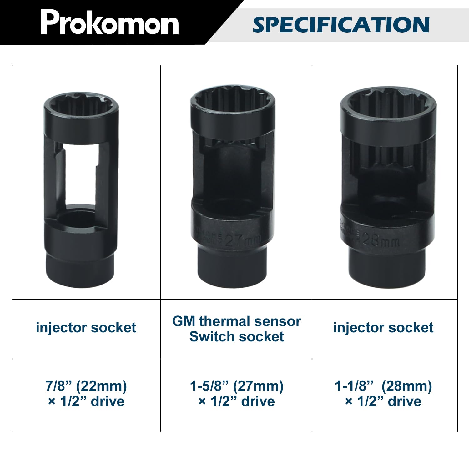 Prokomon oxygen sensor socket low-profile design reaches tight spaces.