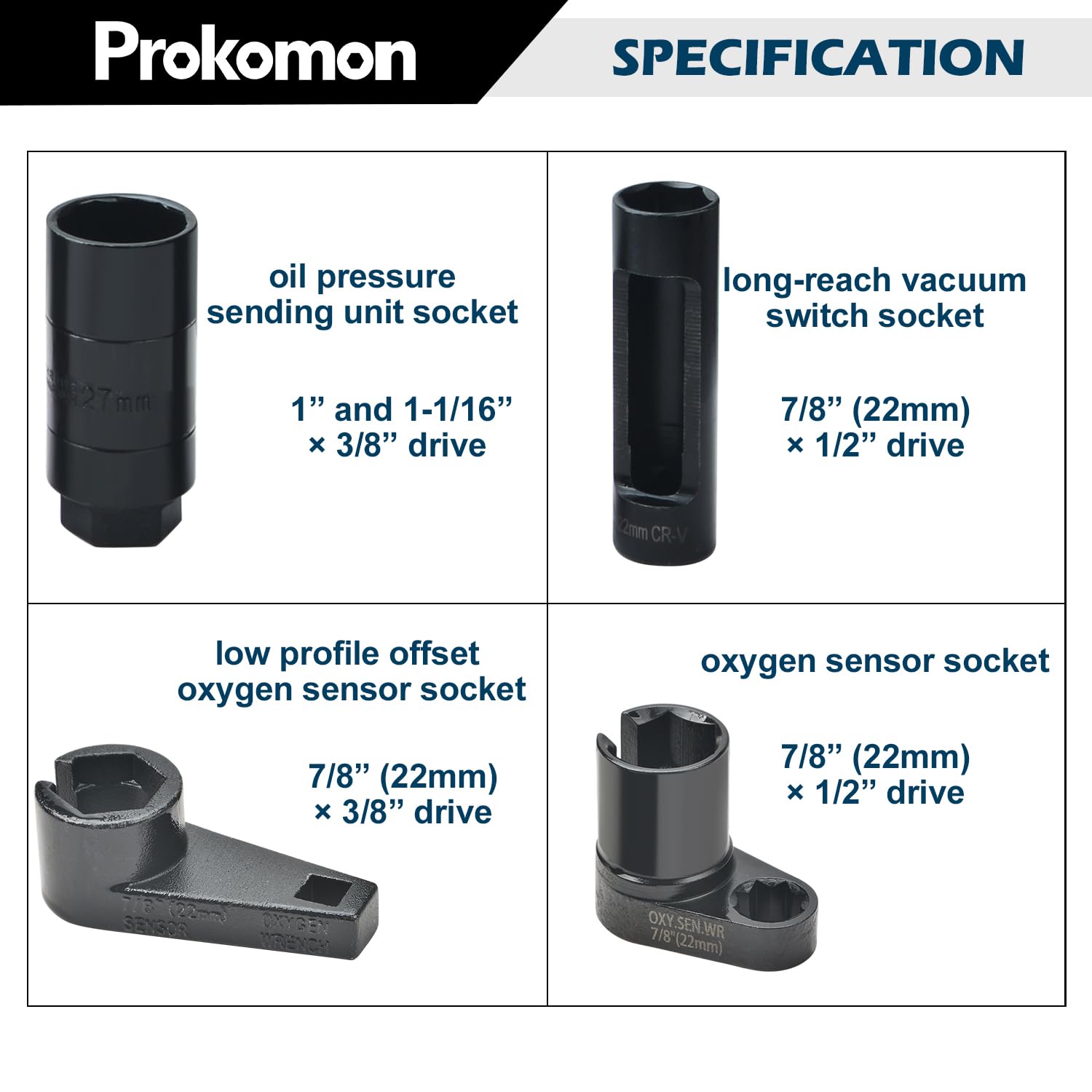 Prokomon sensor socket provides wiring-harness clearance for easier work.