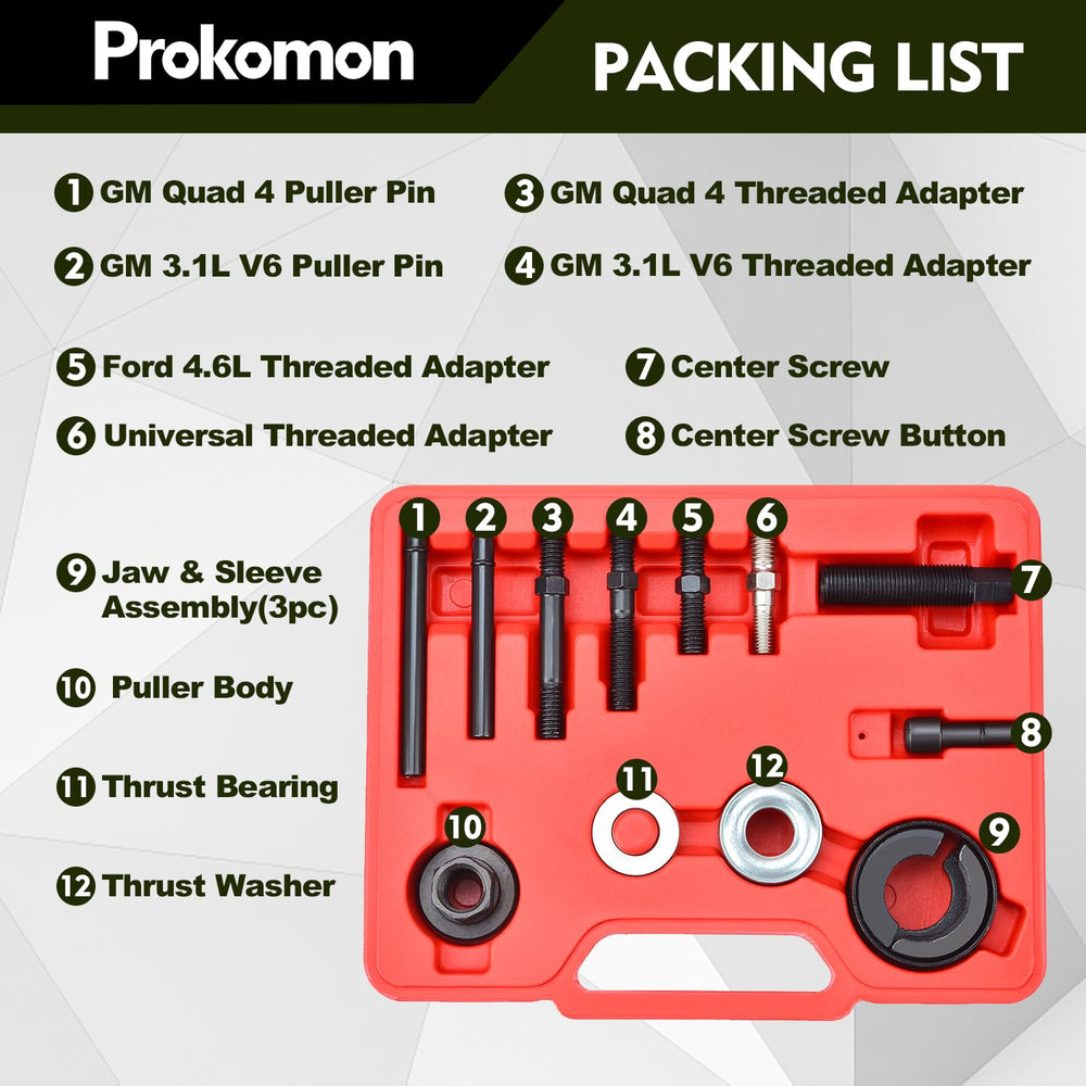 Prokomon pulley installation tool offers durable steel construction for pro-level service.