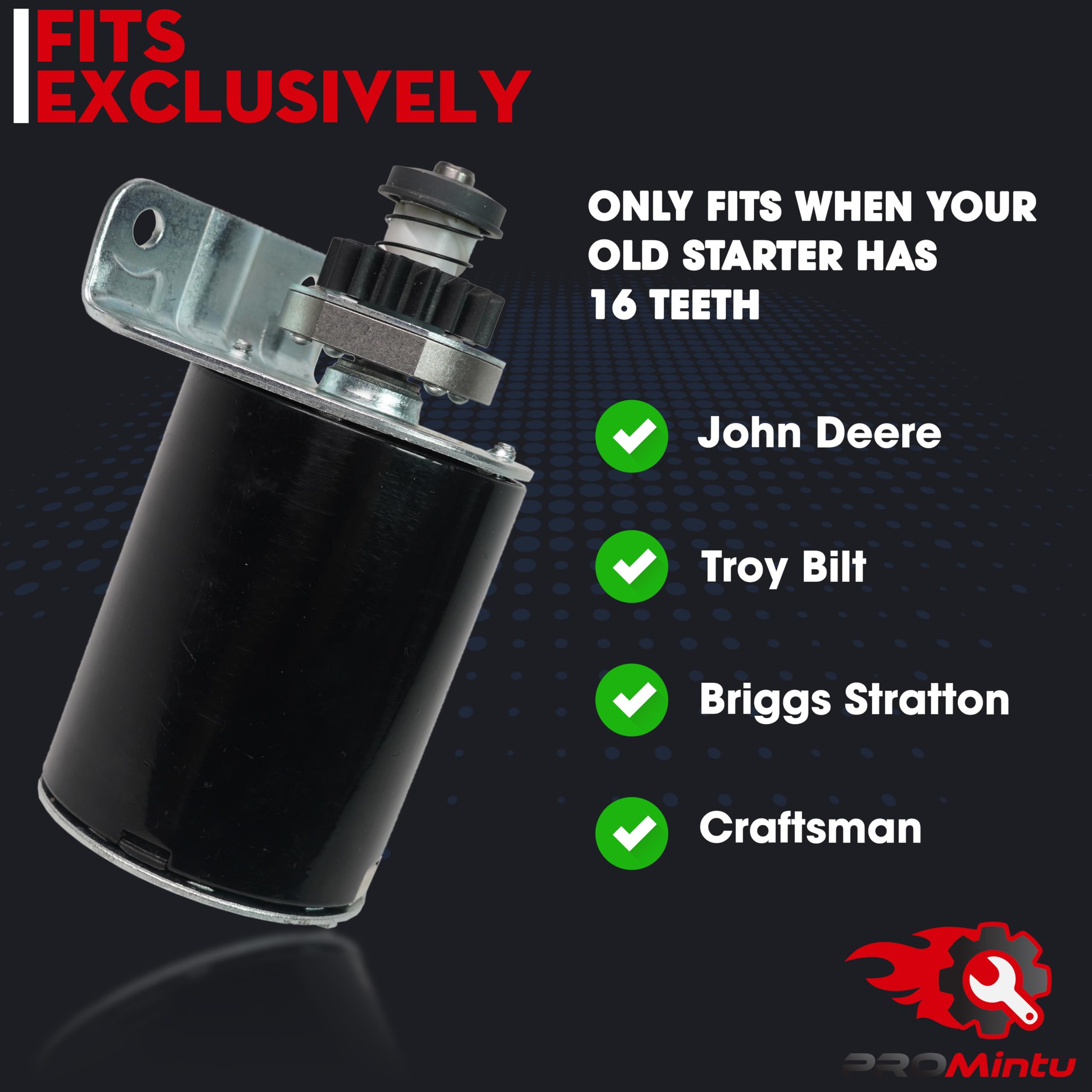Promintu starter motor fits Briggs Stratton models for broad compatibility