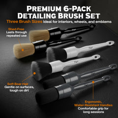 PROPER DETAILING CO. Boar's hair brush close-up for delicate leather and trim cleaning.