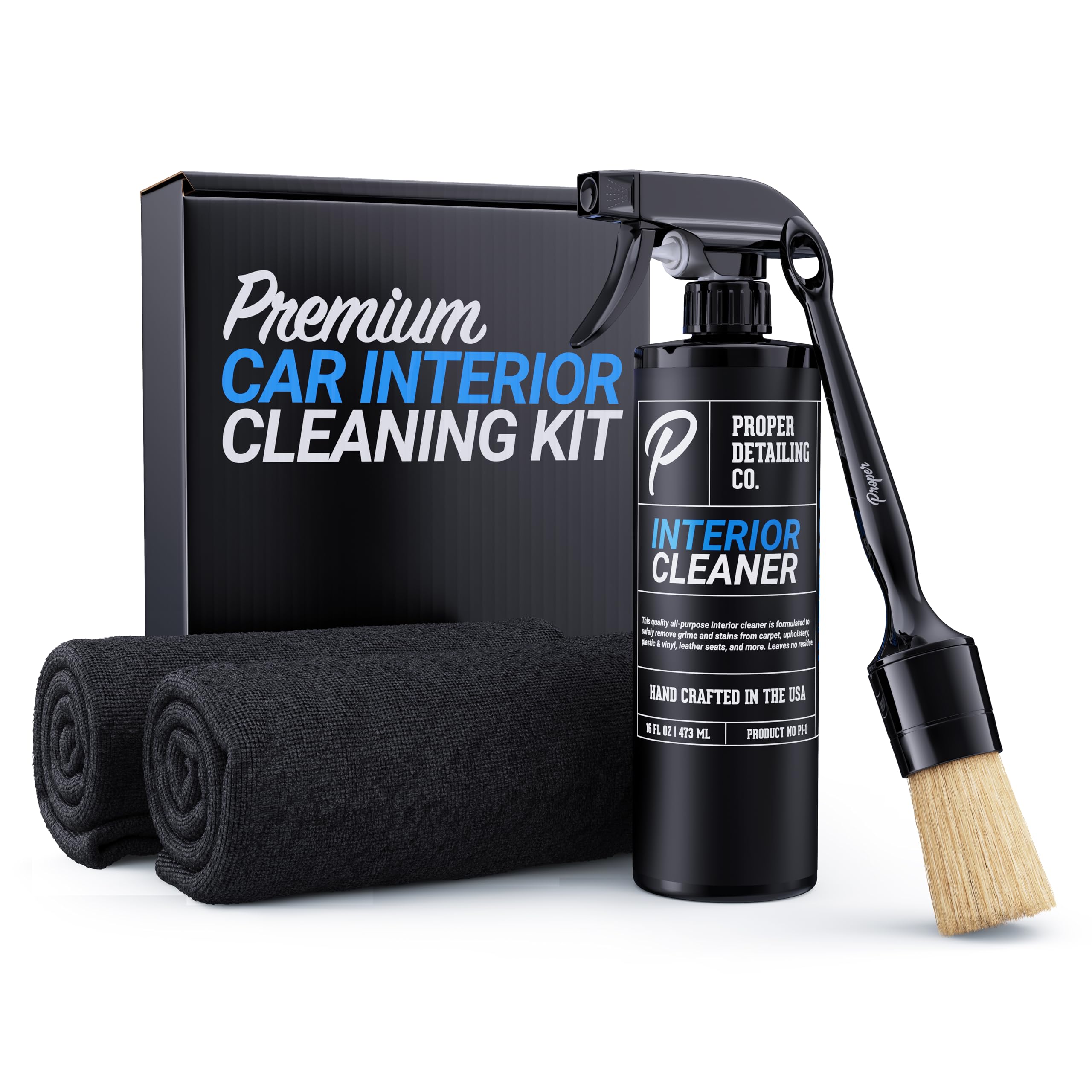 PROPER DETAILING CO interior kit main view for comprehensive interior cleaning and organization