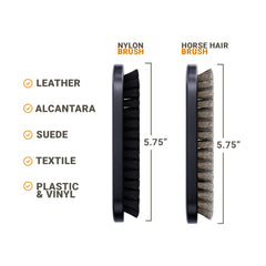 PROPER DETAILING CO. alcantara cleaning brush highlights delicate texture and dirt removal