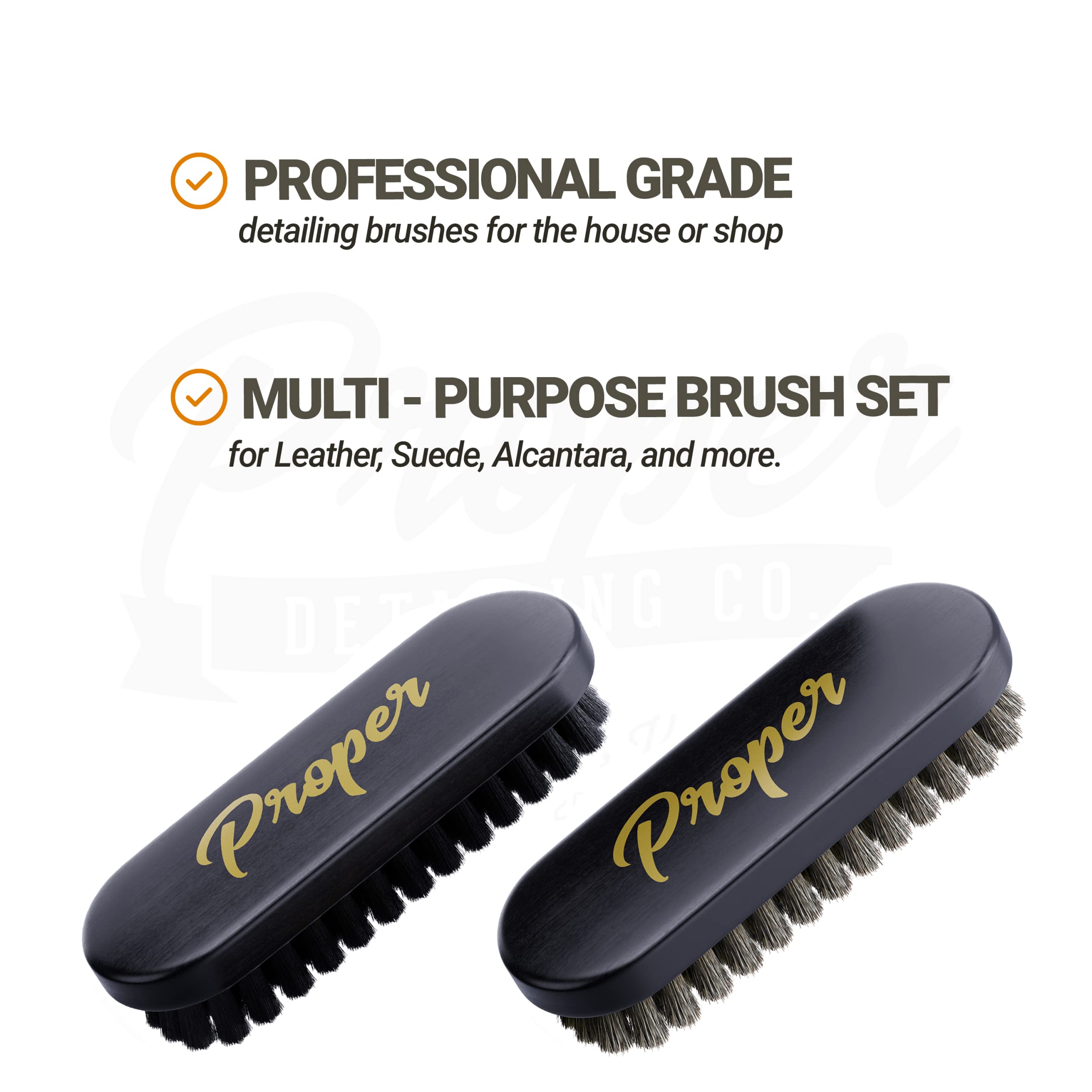 PROPER DETAILING CO. couch upholstery brush demonstrates versatile home cleaning