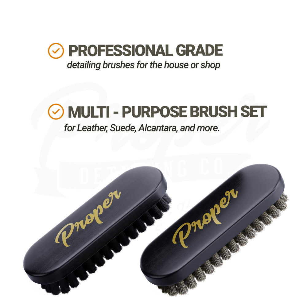 PROPER DETAILING CO. couch upholstery brush demonstrates versatile home cleaning