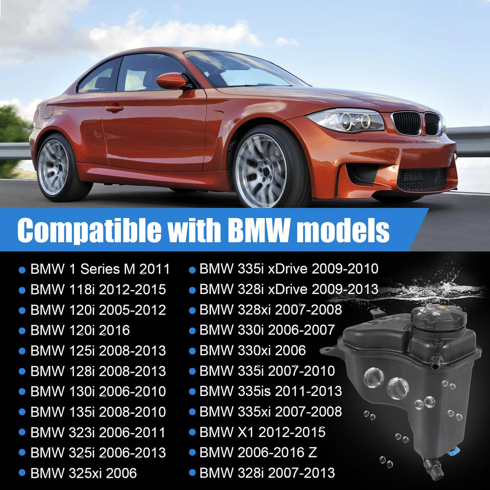 PRORONRA reservoir tank installation closeup for BMW, easy replacement and secure fit