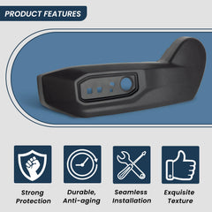 Close-up of Prosentuo left-side seat track cover detailing protection for switches.