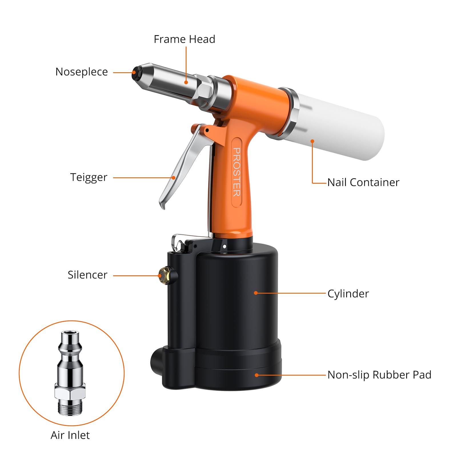 Proster aluminum body stays lightweight during long jobs