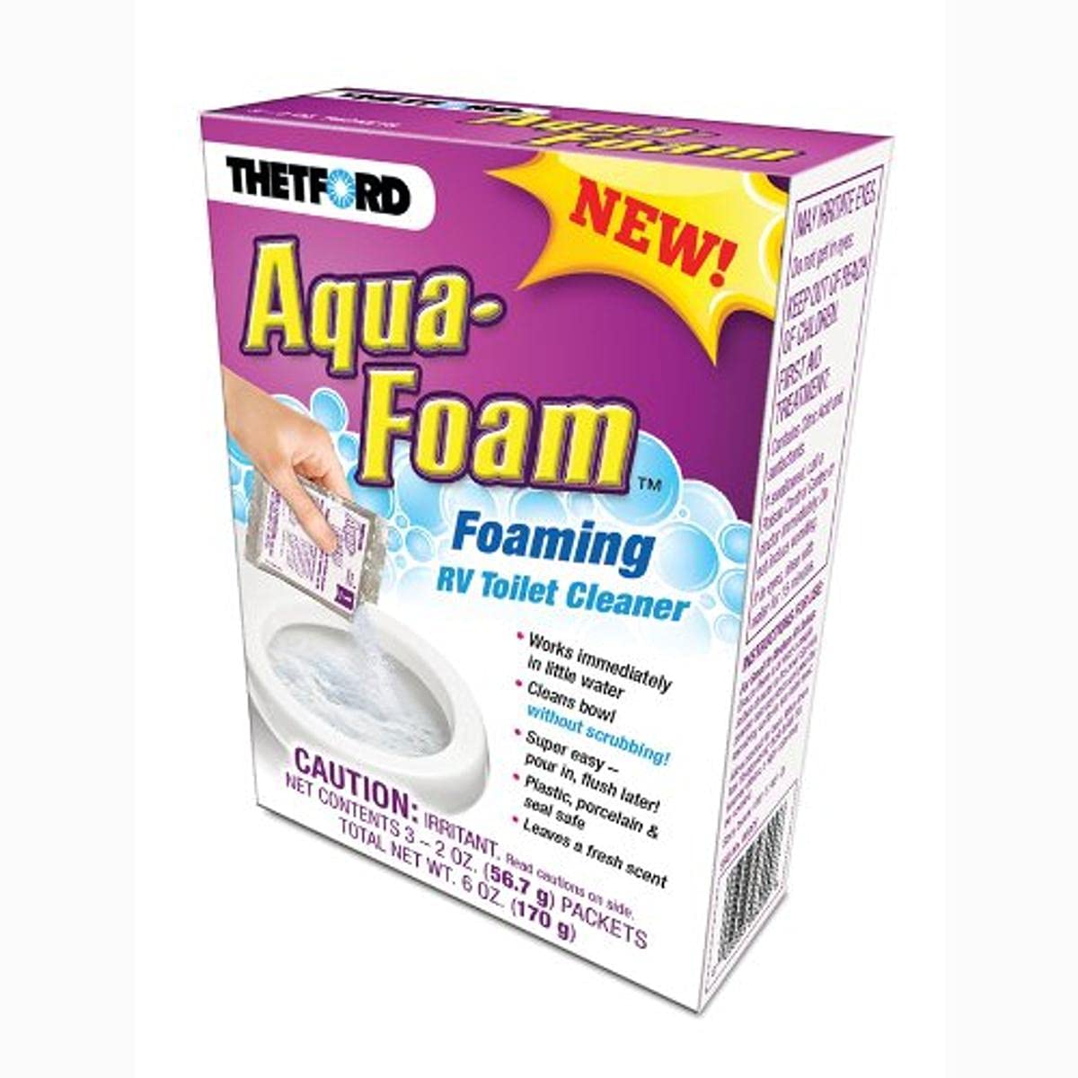 Protect All Thetford Aqua-Foam pours into a toilet, delivering quick grime lift with minimal water.
