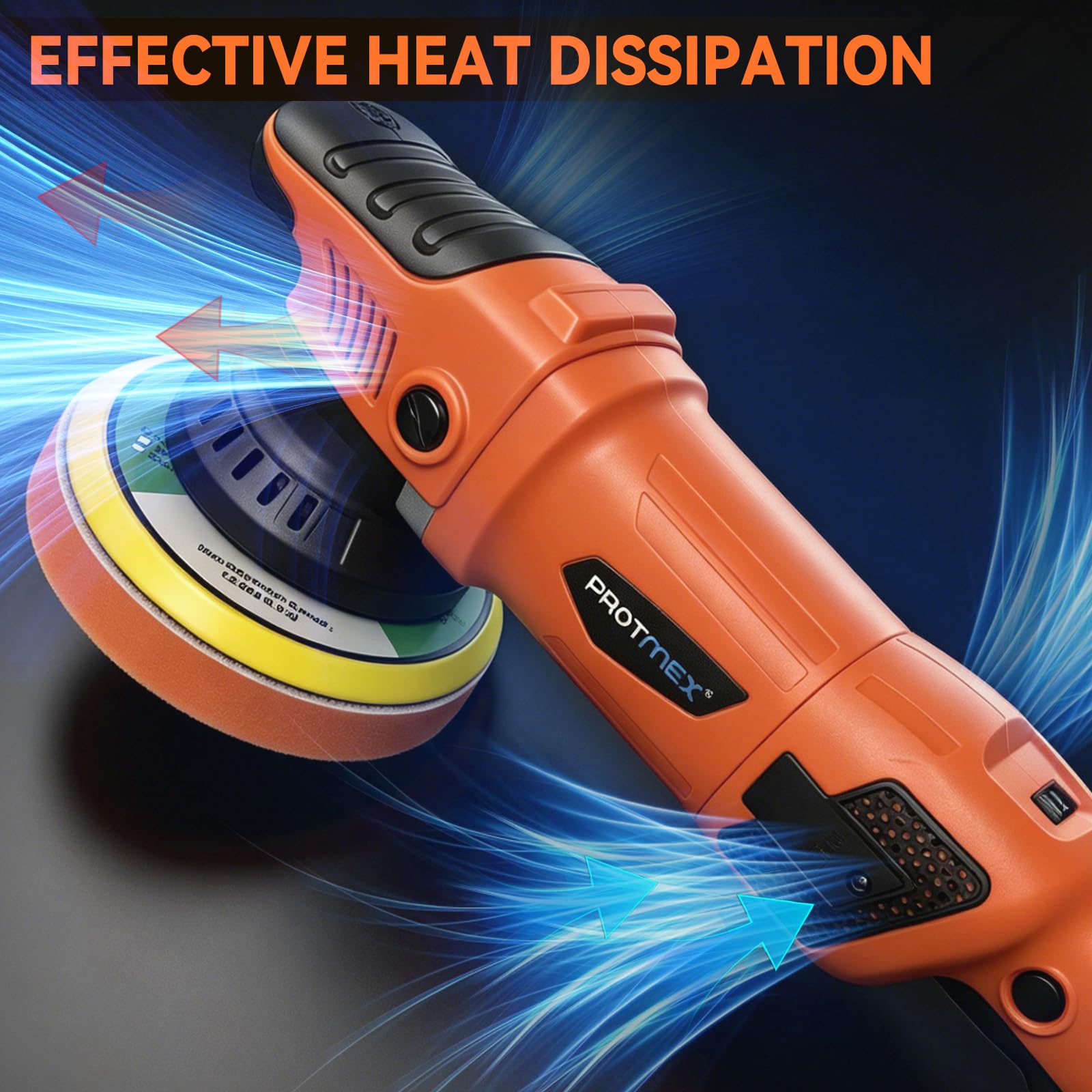Protmex 9mm orbit throw covers more area for faster results.