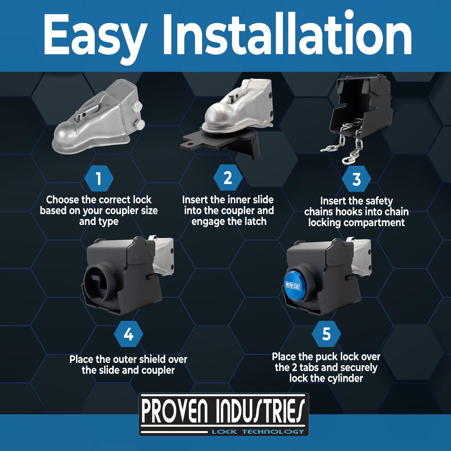 Proven Industries Model 2516 compatibility check on trailer hitch ensures proper fit.