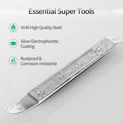 Prozwee 4140 steel multifunction pry bar tip shown in interior panel removal