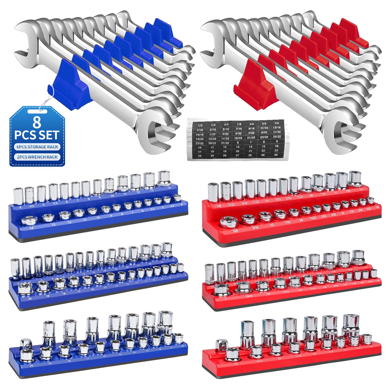 PRRPRR magnetic socket organizer 8piece set keeps sockets secure and easy to access during repairs
