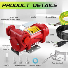 PRUNkuar 110V pump with nozzle ready for precise fuel transfer.