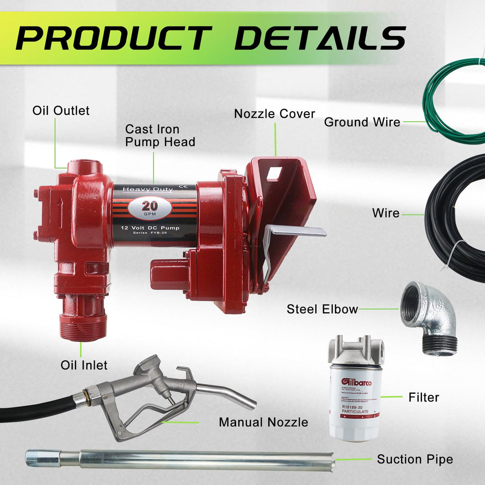 PRUNkuar 12V fuel transfer pump assembly view for quick maintenance