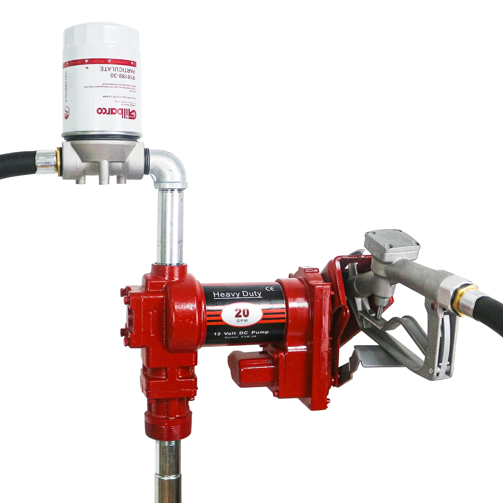 PRUNkuar 12V transfer pump setup ready for diesel or gasoline