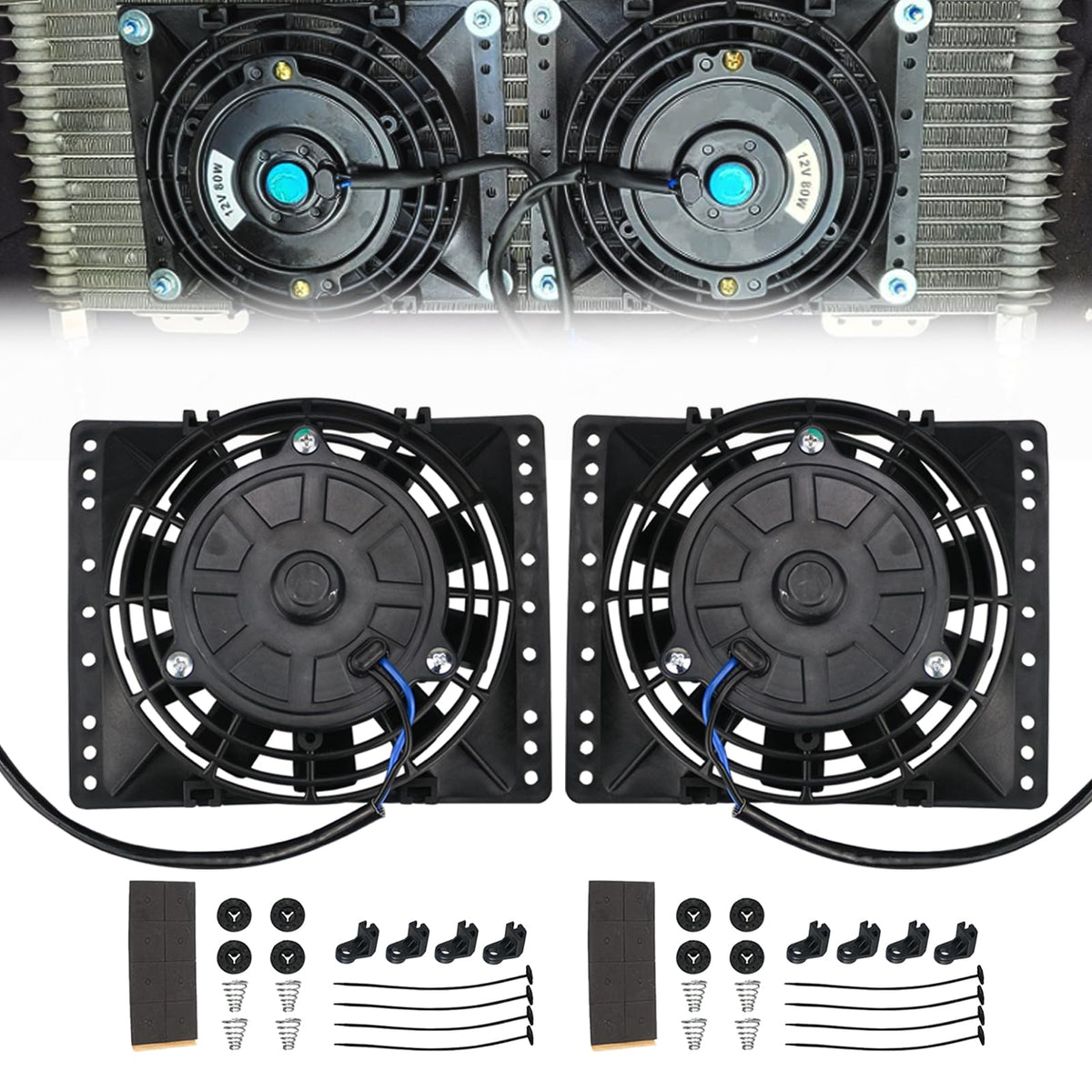 PRUNkuar 6-inch slim push-pull fan kit demonstrates compact cooling power for tight engine bays.