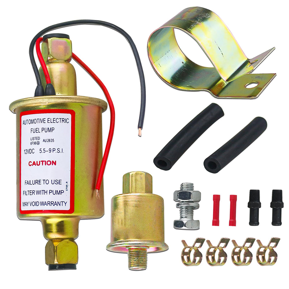 PRUNkuar E8012S fuel pump front view shows compact 12V unit