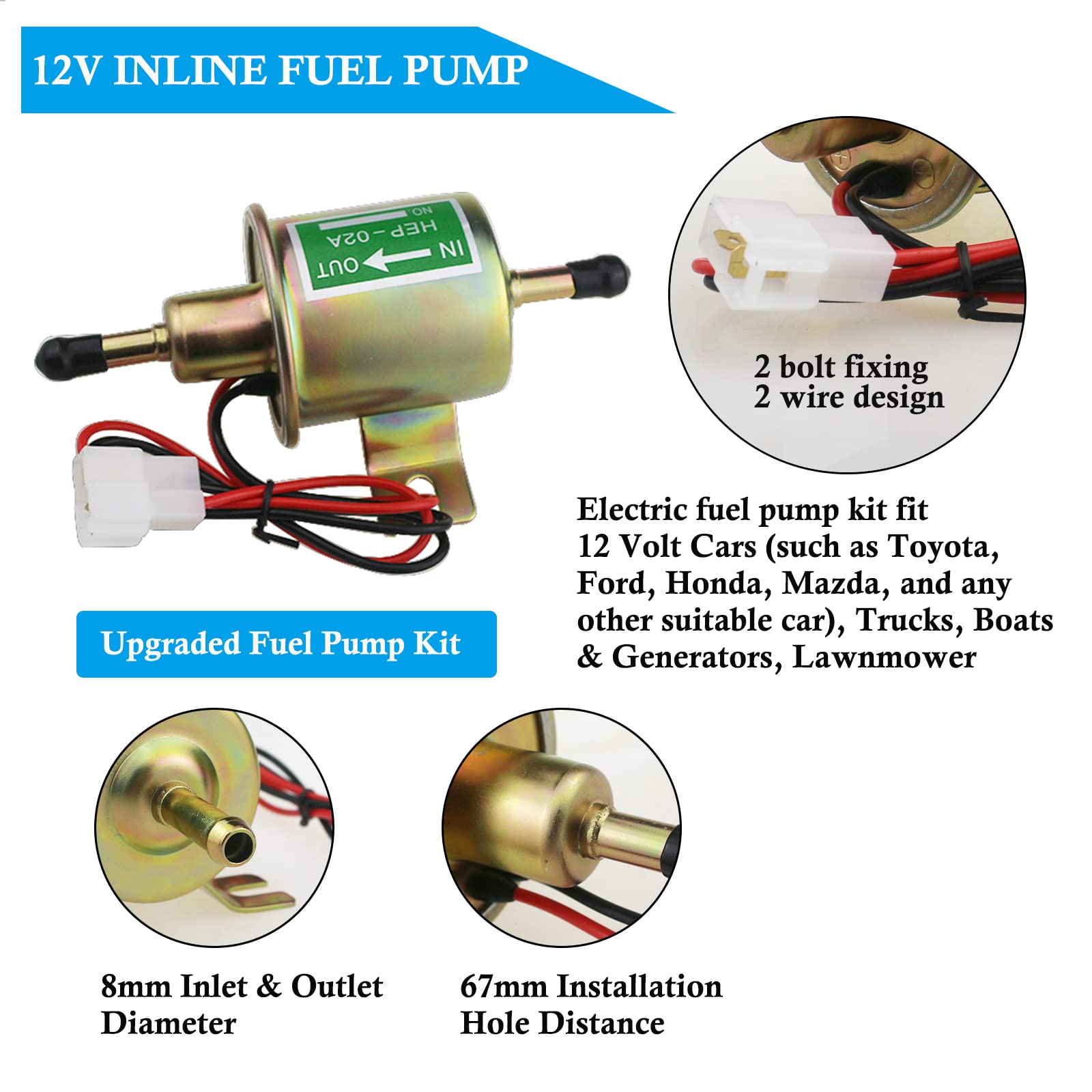 PRUNkuar inline fuel pump with transparent shell for easy inspection