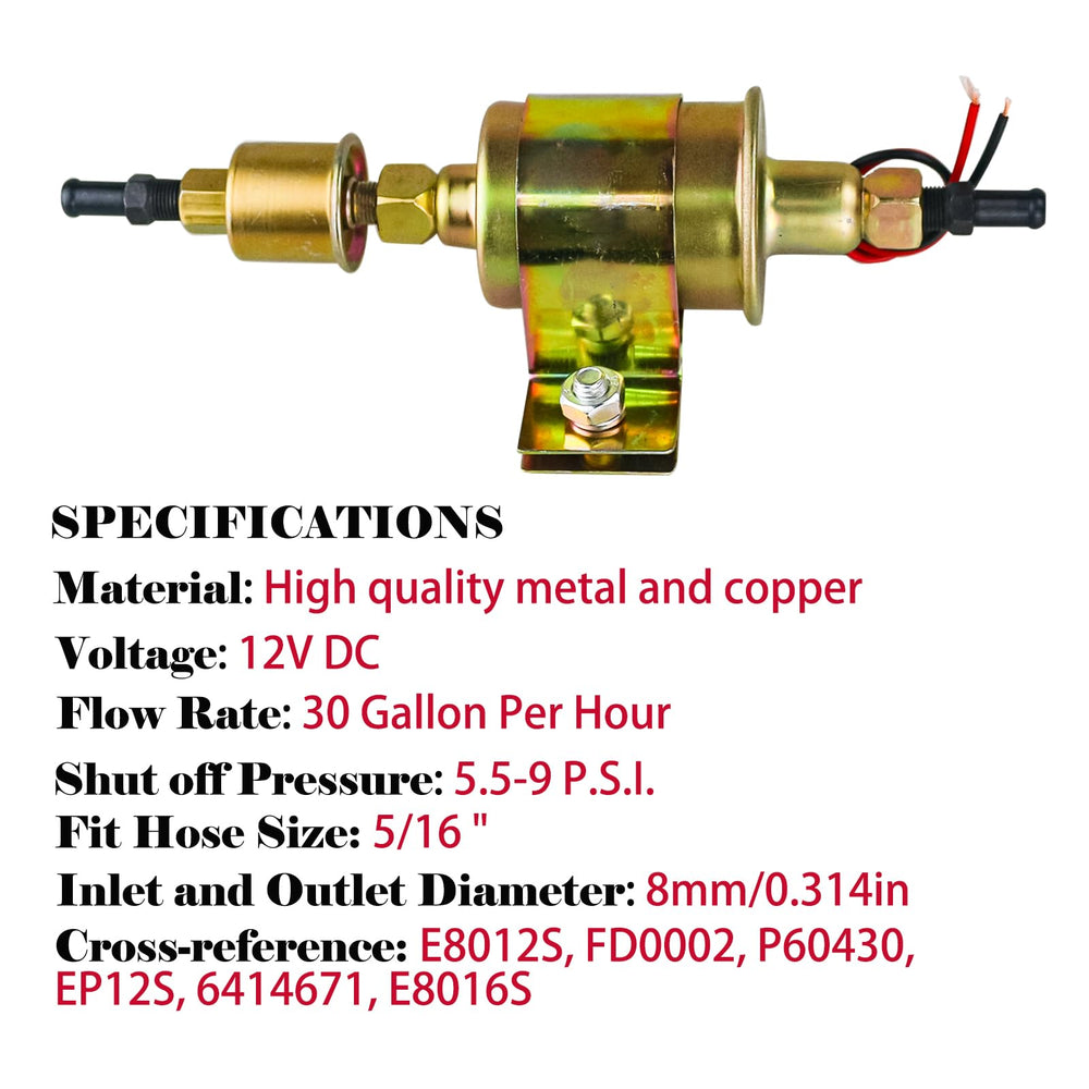 PRUNkuar universal 12V fuel pump application for various vehicles