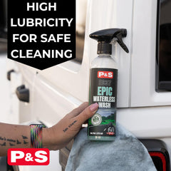 P&S Epic Waterless Wash nozzle showing controlled spray for detailing.