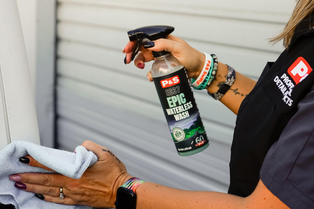 P&S Epic Waterless Wash wheels safe-cleaning use on rims.