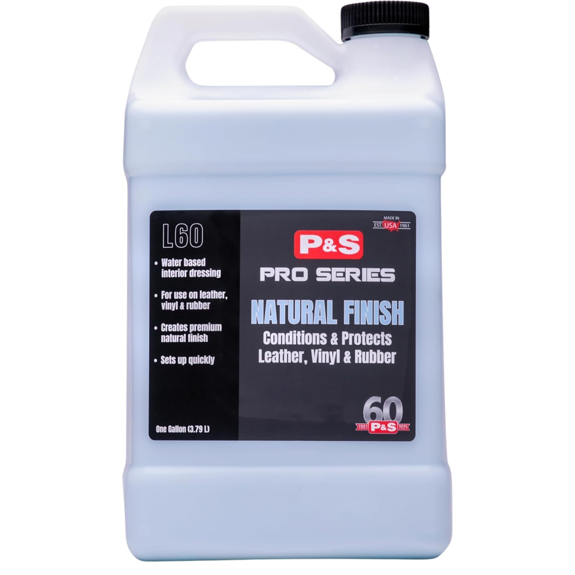 P&S Natural Finish Dressing bottle showing a low-gloss satin finish for vinyl and rubber surfaces