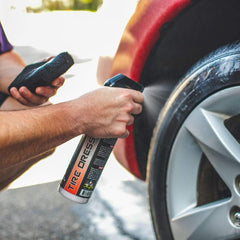 P&S Shine All applied to tires demonstrates fast-drying, low-sling results.