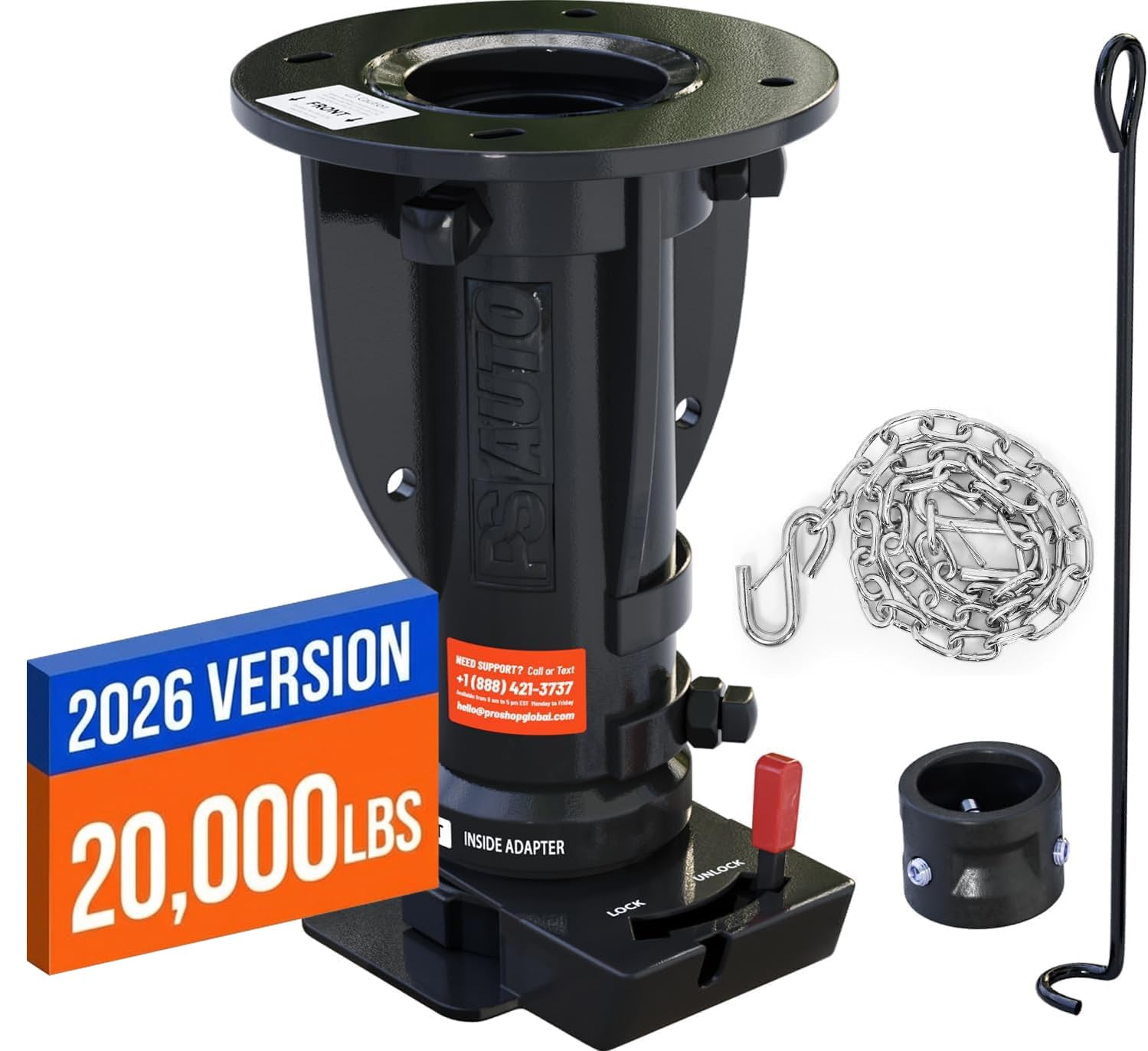 PSAUTO fifth wheel to gooseneck adapter installation showing quick, tool-free setup.