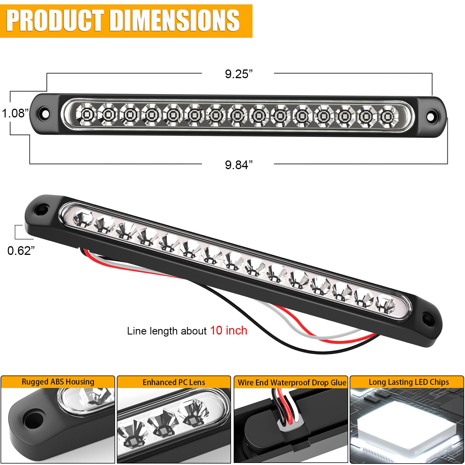 PSEQT 10in LED trailer light package includes two lights and mounting hardware