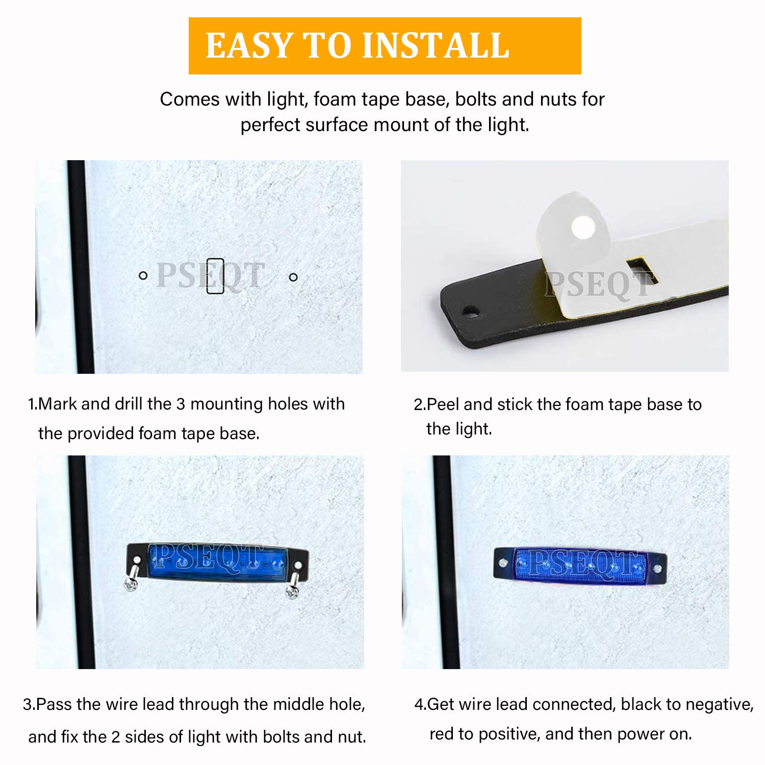 PSEQT blue LED rock strip for RV lighting.