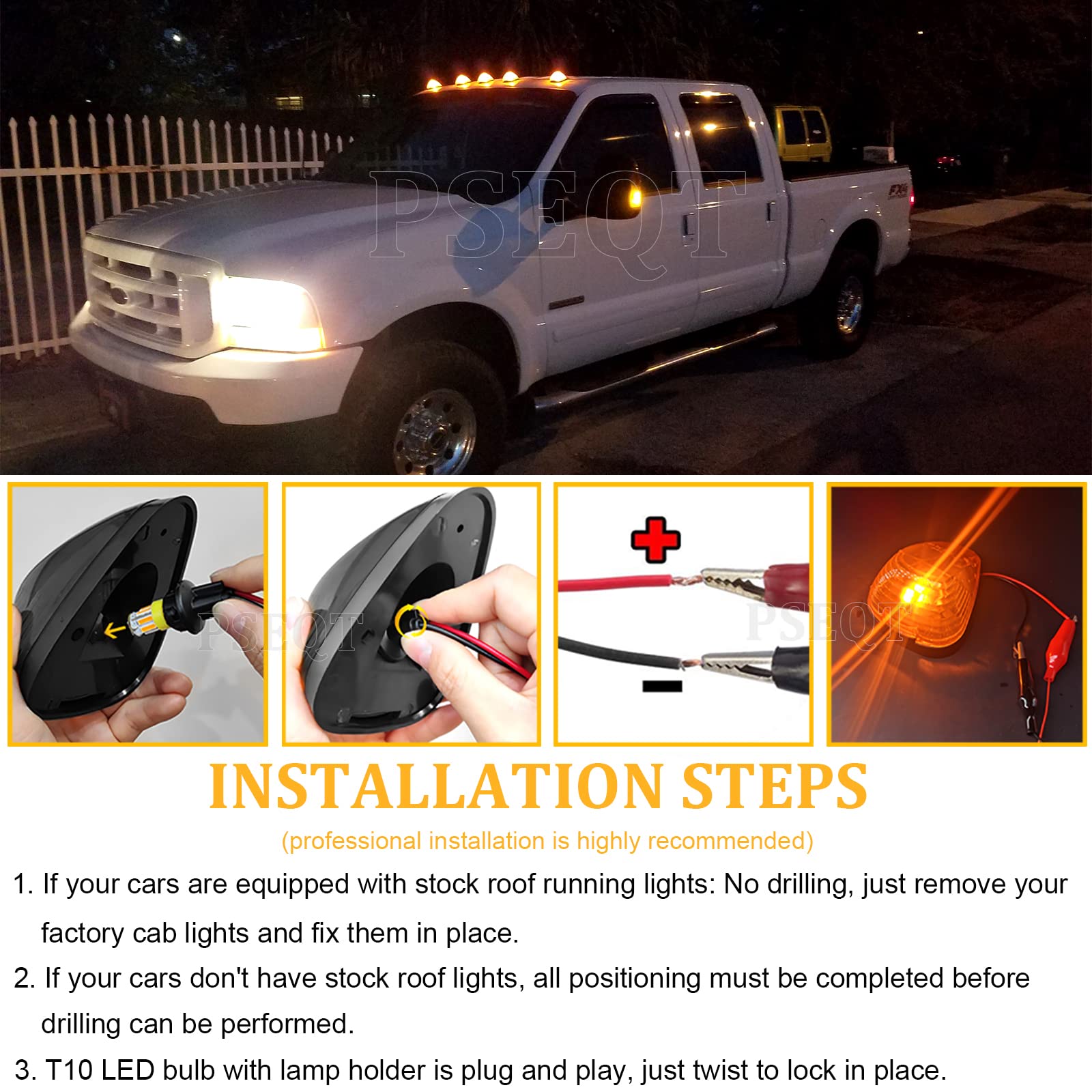 PSEQT five-piece marker light set ready for truck upgrade