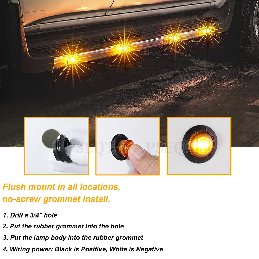 PSEQT 20-pack amber trailer markers for multiple vehicles.