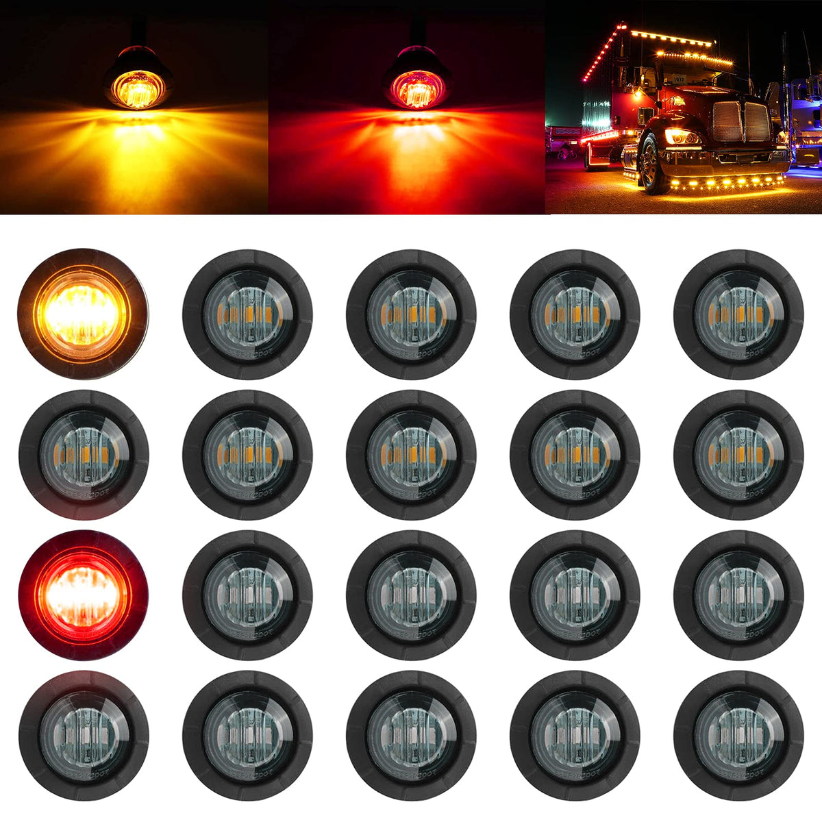 PSEQT trailer marker LED light with smoked amber lens for clear side signaling.