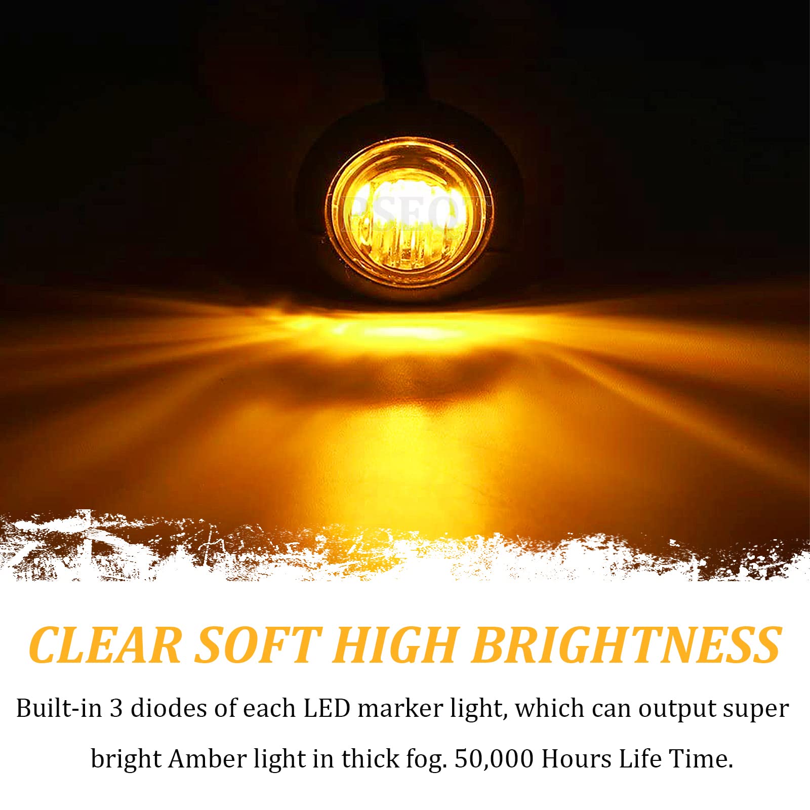 PSEQT amber marker light installed flush on trailer for a clean exterior.