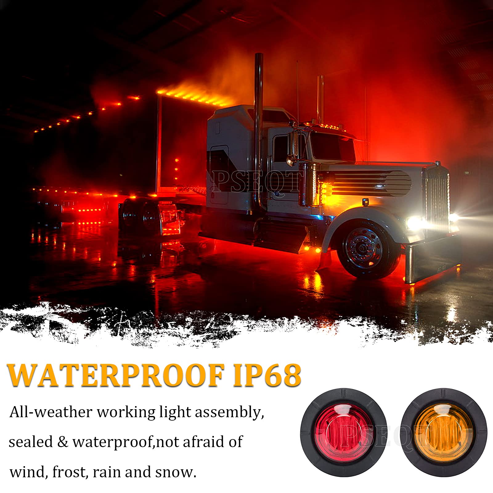 PSEQT IP68 waterproof trailer light demonstrating weather resistance and sealing.