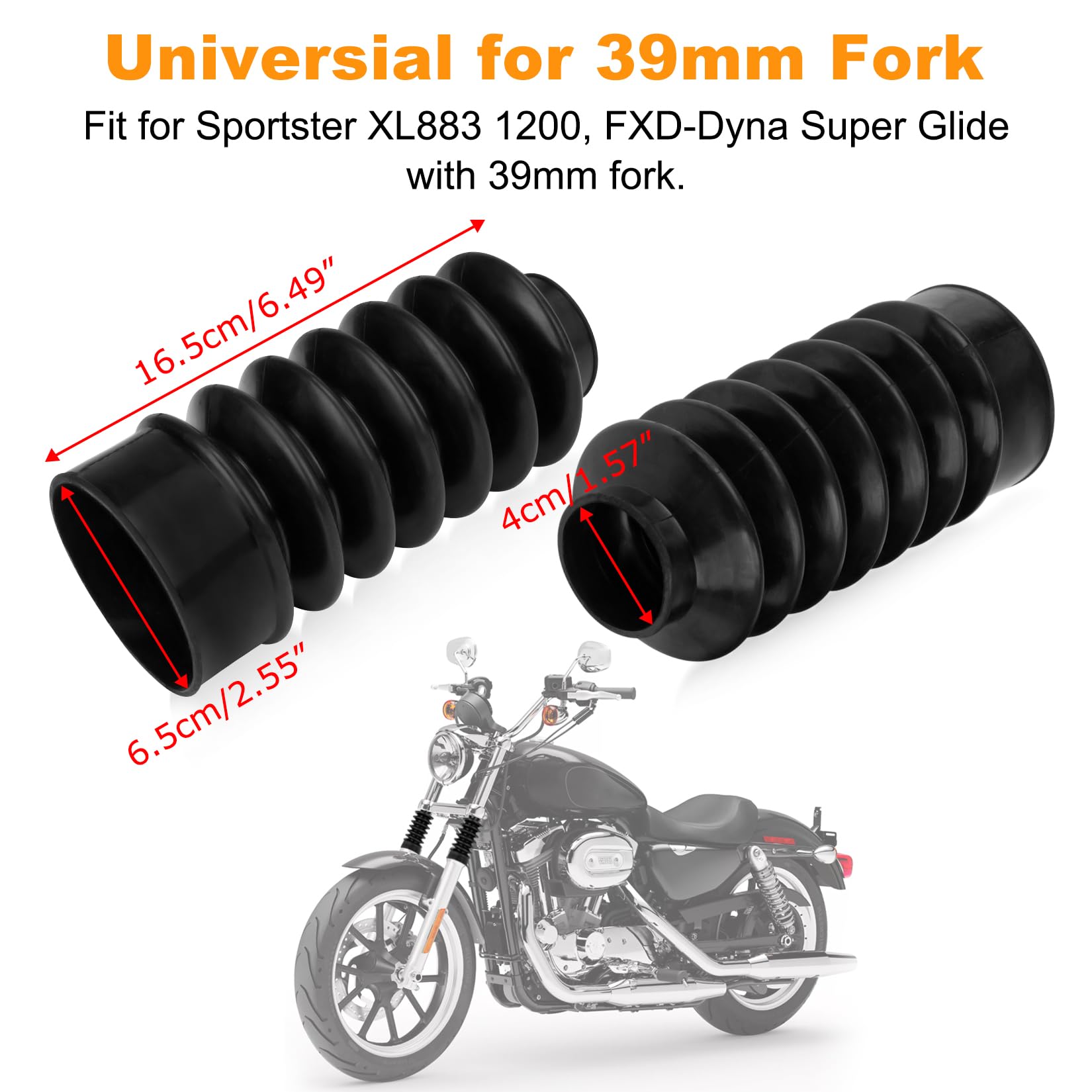 PSLER 39mm fork gaiter side view showing rugged rubber protection.
