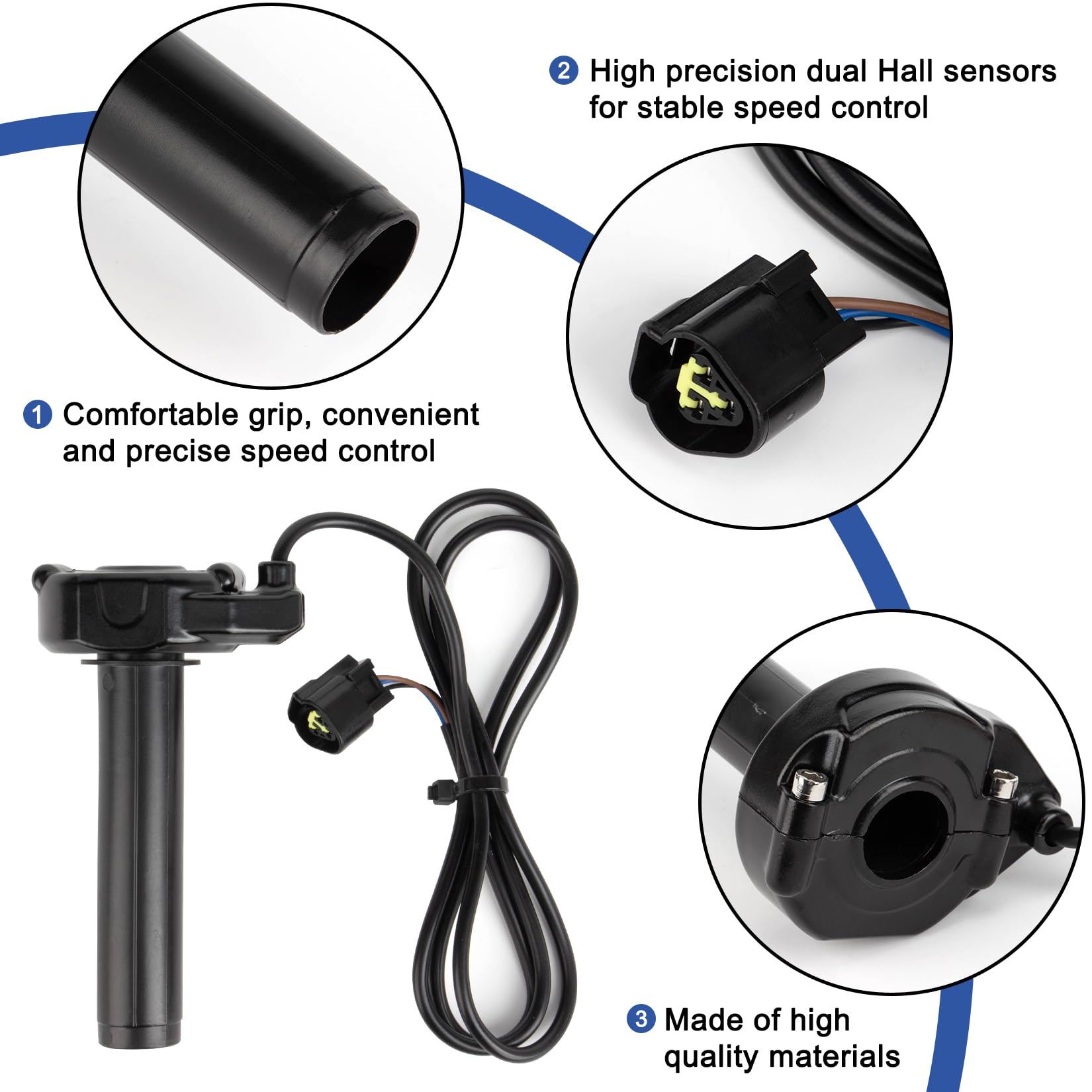 PSLER aluminum-rubber construction throttle provides long-lasting durability and comfortable grip.