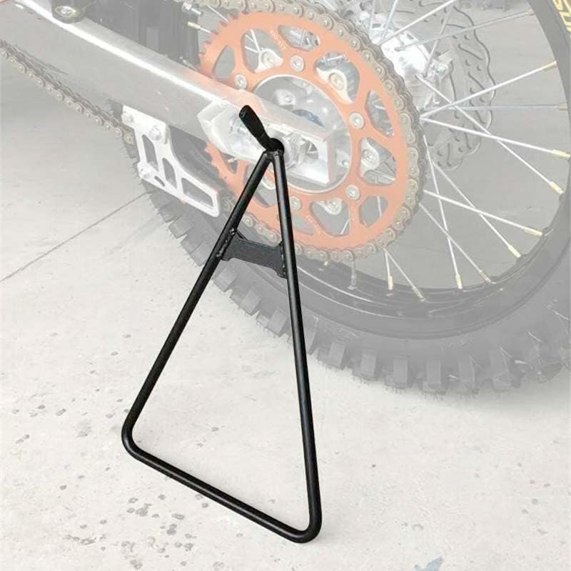 PSLER dirt bike triangle stand in use with dirt bike demonstrates quick setup