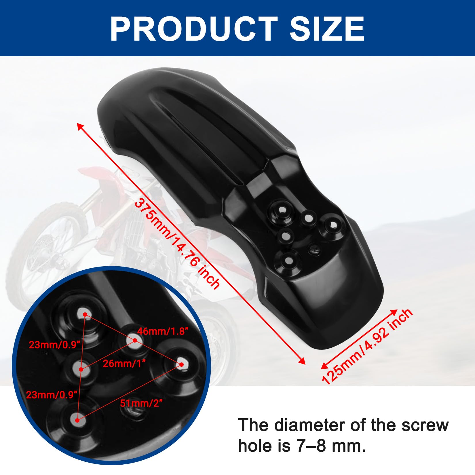 PSLER mudguard provides wide splash coverage to keep rider and components cleaner.