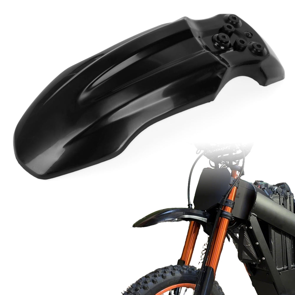 PSLER front mudguard for CRF50-style pit bike protects rider from mud splashes.