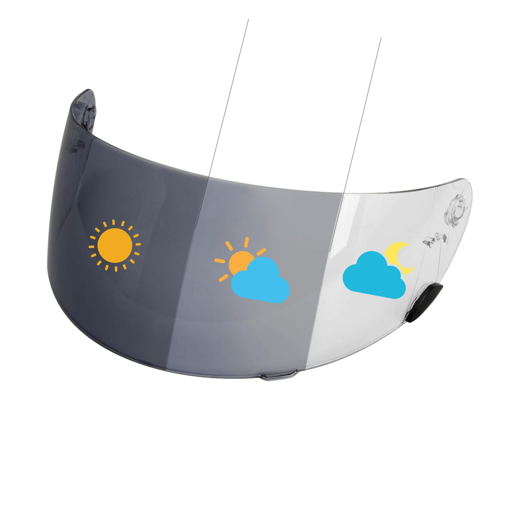 PSLER Qualifier visor front view; day-use clarity with photochromic transition.