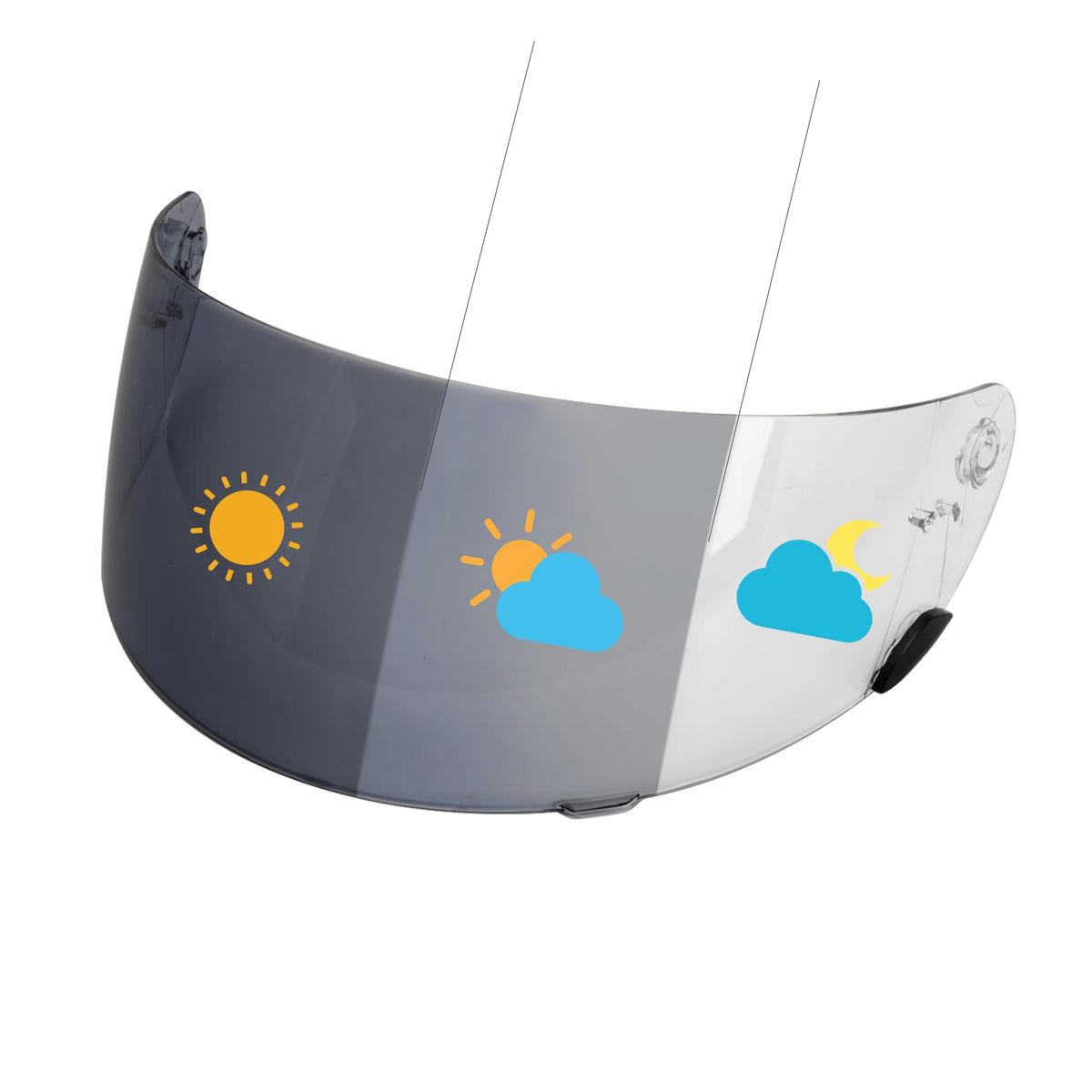 PSLER Qualifier visor front view; day-use clarity with photochromic transition.