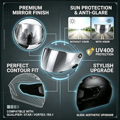 PSLER Qualifier visor silver-mirror side angle shows sleek profile.