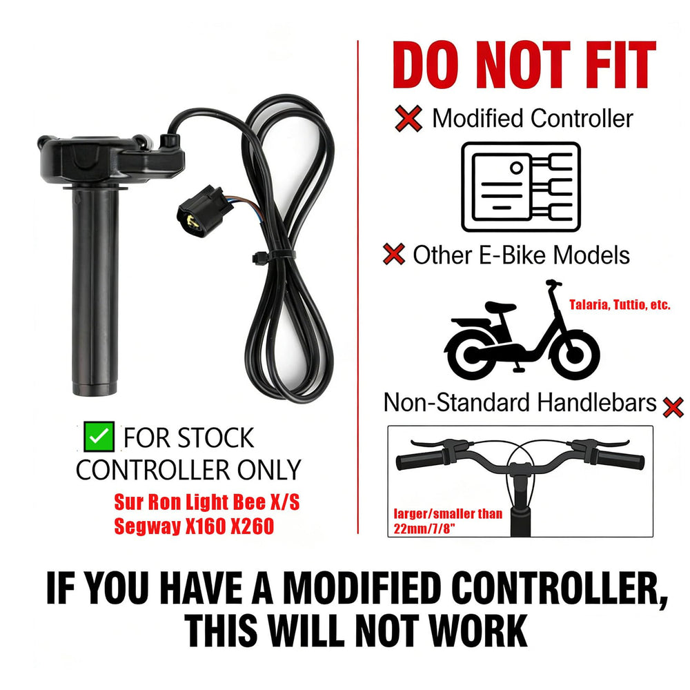PSLER rolling bearing throttle offers smooth, precise acceleration for Sur Ron and Segway models.