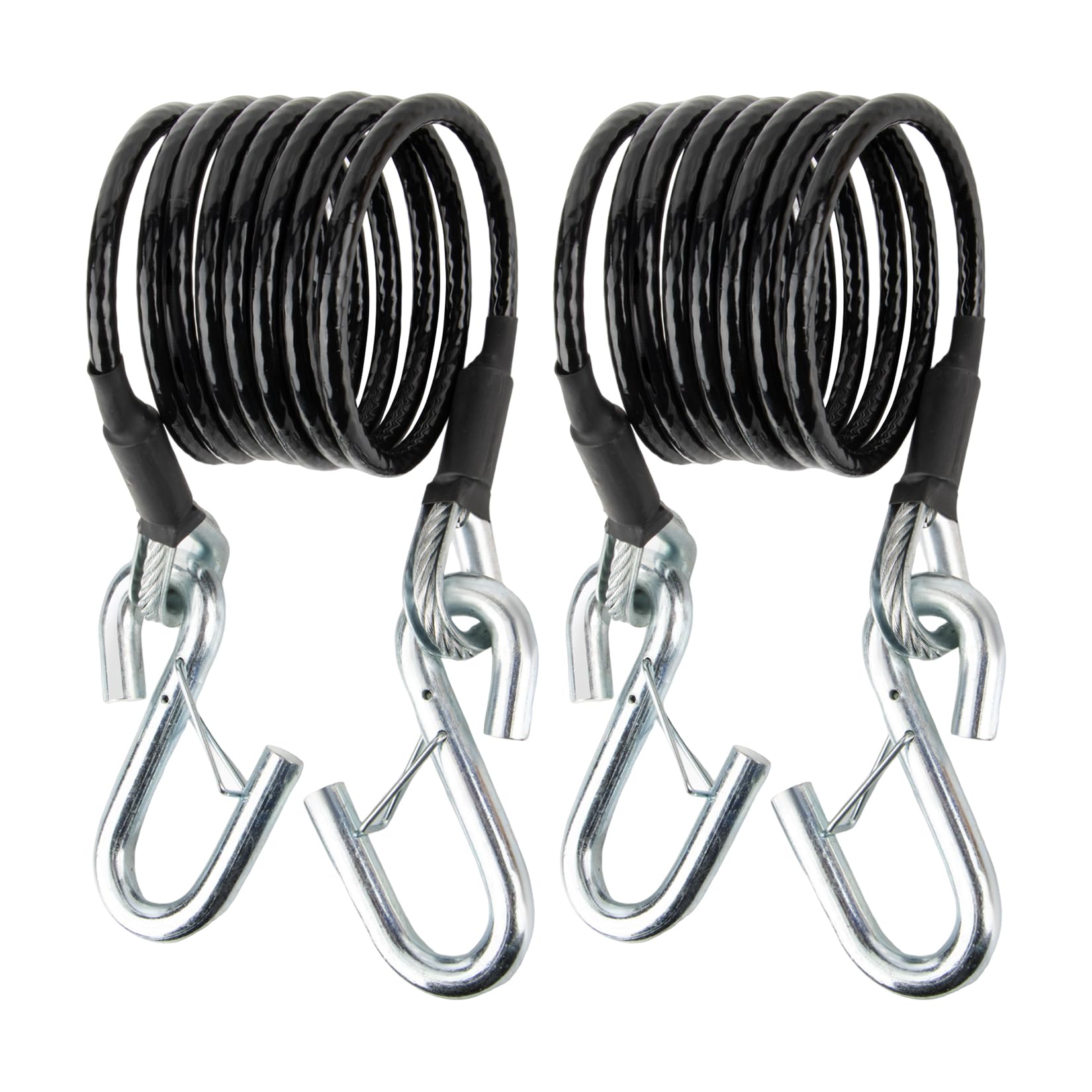 PSLER BX88196 safety cable kit with 7ft coiled cables and S-hooks for RV towing.