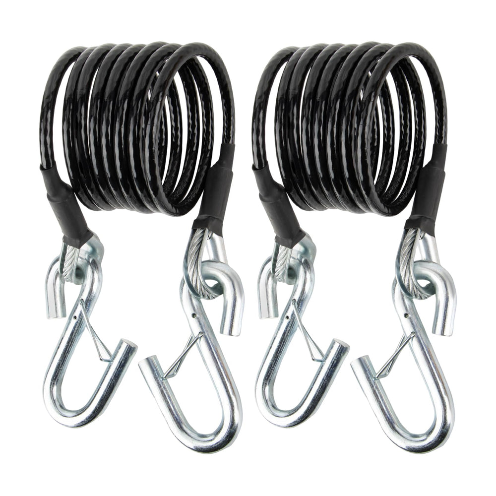 PSLER BX88196 safety cable kit with 7ft coiled cables and S-hooks for RV towing.