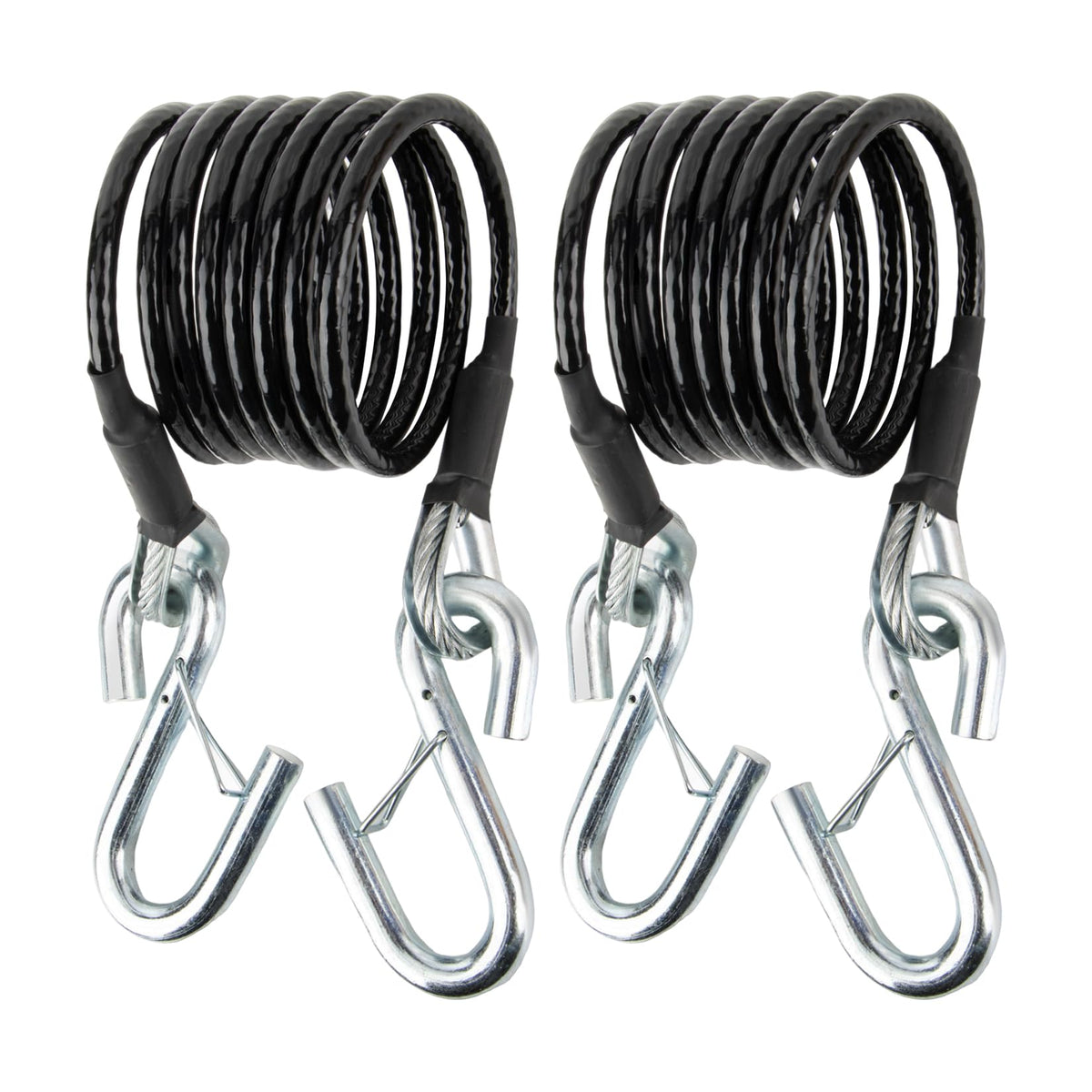 PSLER BX88196 safety cable kit with 7ft coiled cables and S-hooks for RV towing.