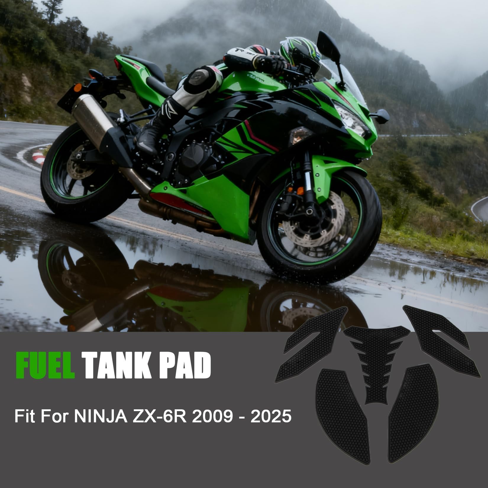 PSLER tank decal kit for ZX-6R covers main wear areas